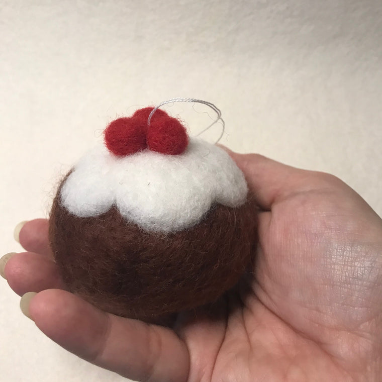Christmas Pudding Needle Felted Ornament