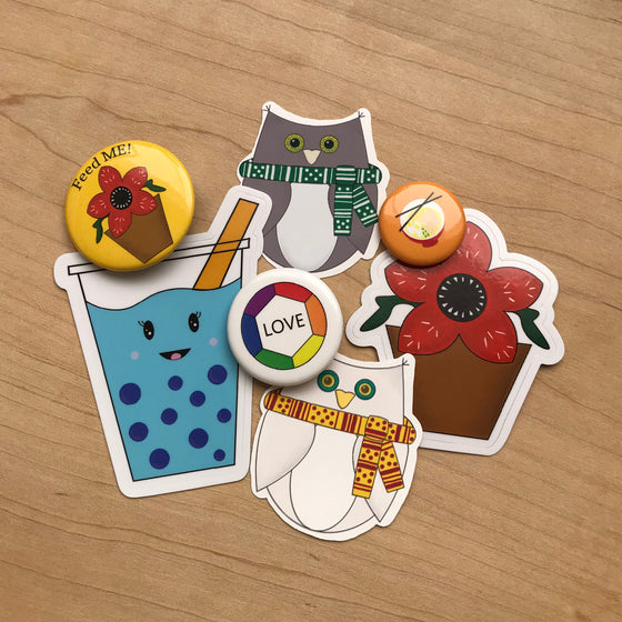Stickers and Pins, Oh My!