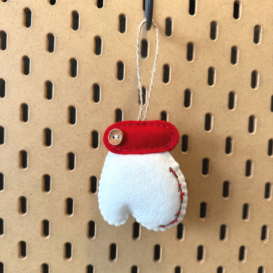 Berries and Twigs White Mitten Wool Felt Ornament