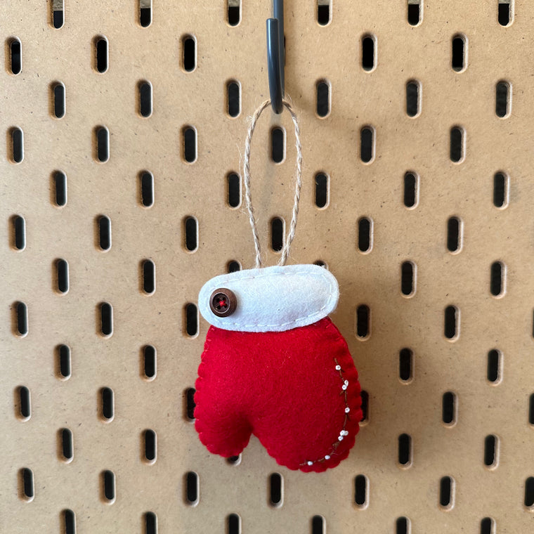 Berries and Twigs Red Mitten Wool Felt Ornament