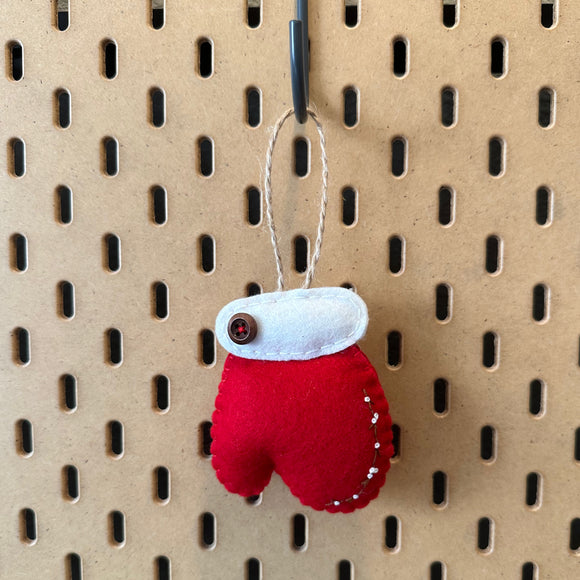 Berries and Twigs Red Mitten Wool Felt Ornament