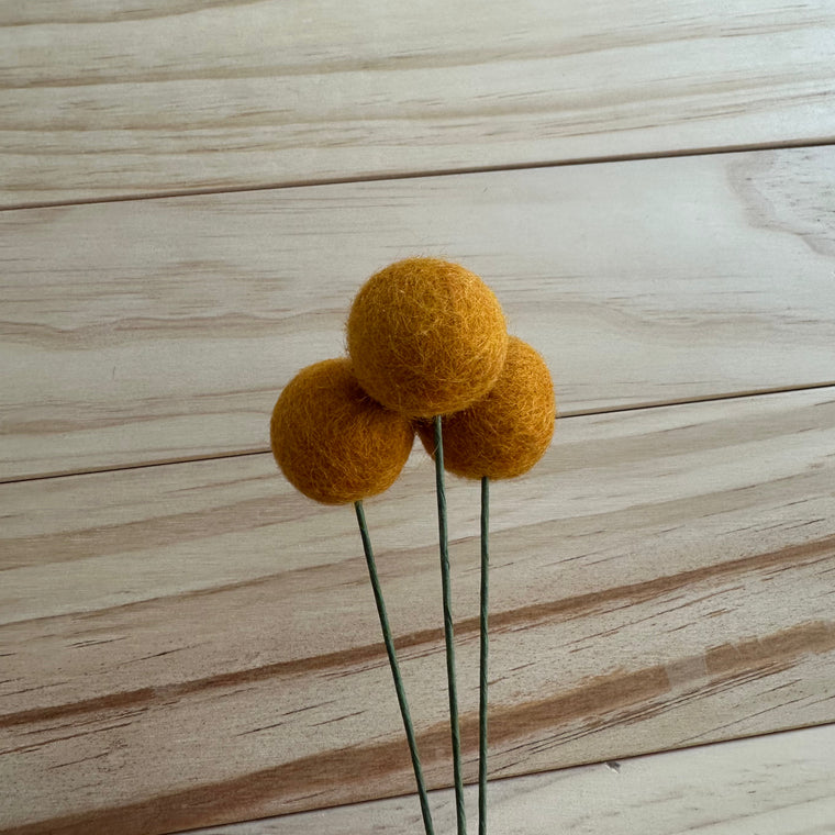 Antique Gold Wool Felt Ball Flower