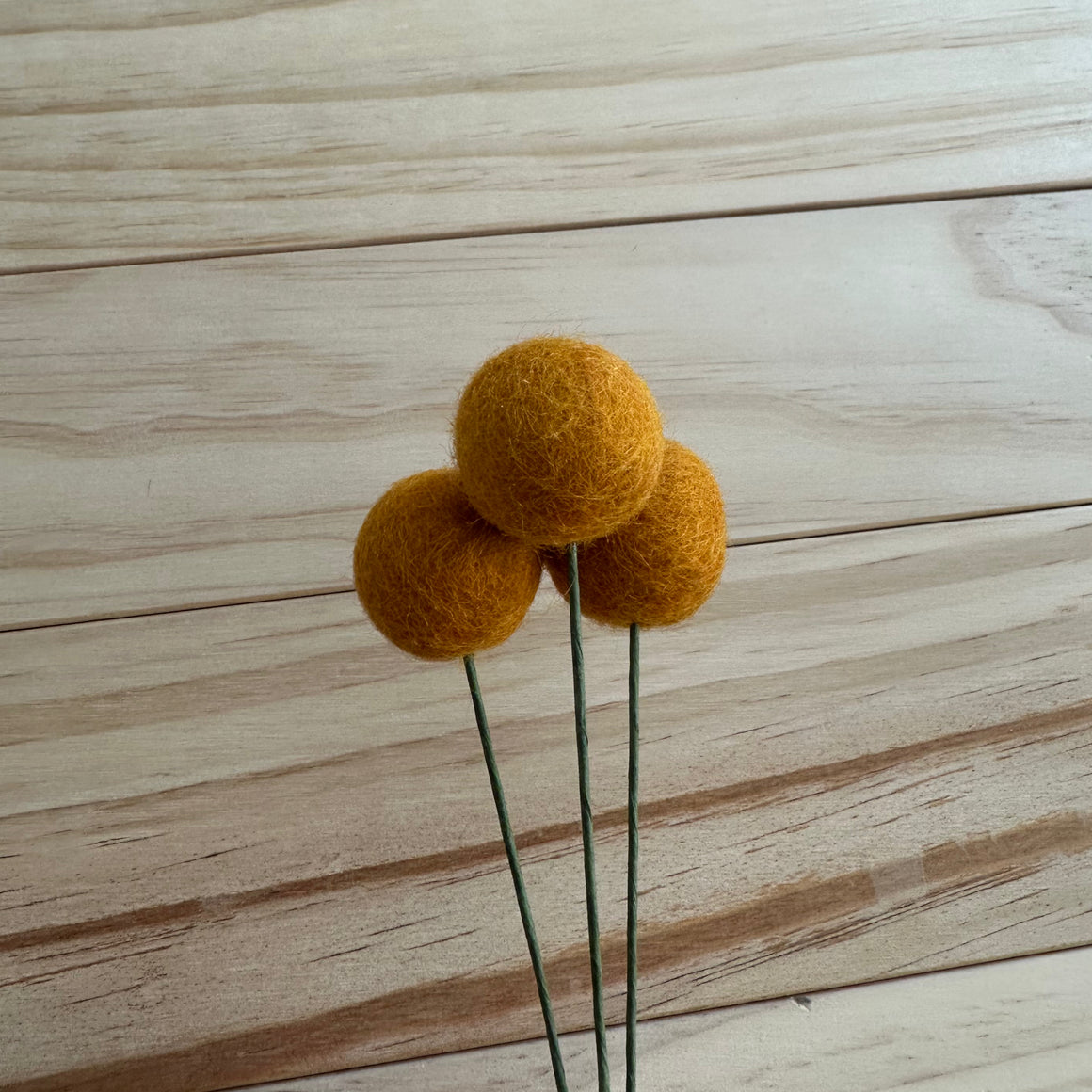 Antique Gold Wool Felt Ball Flower