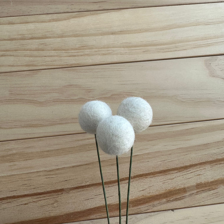 White Wool Felt Ball Flower