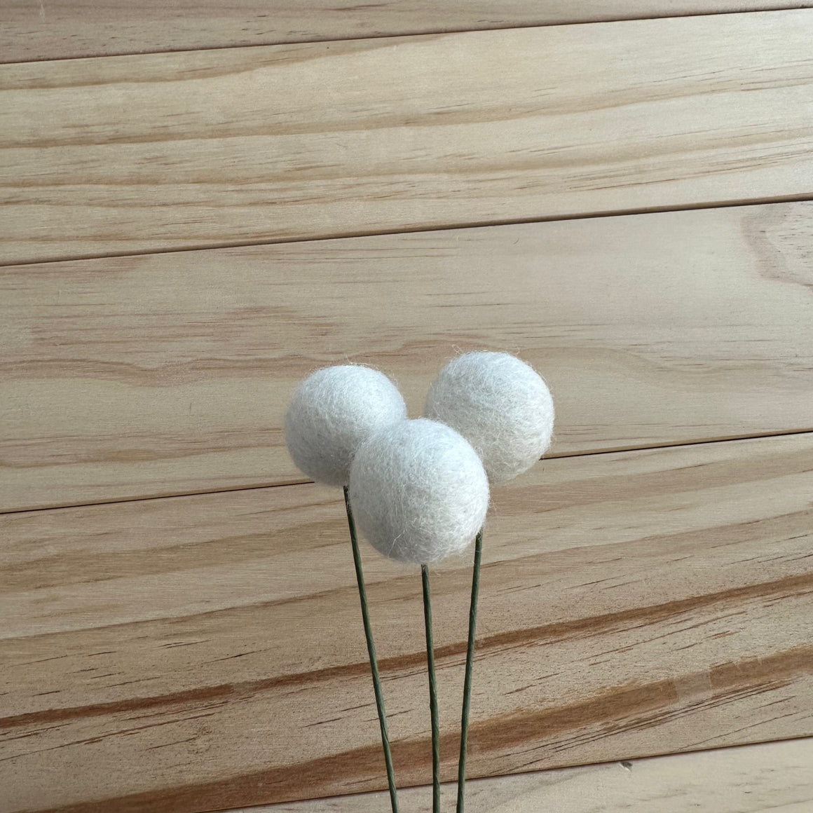 White Wool Felt Ball Flower