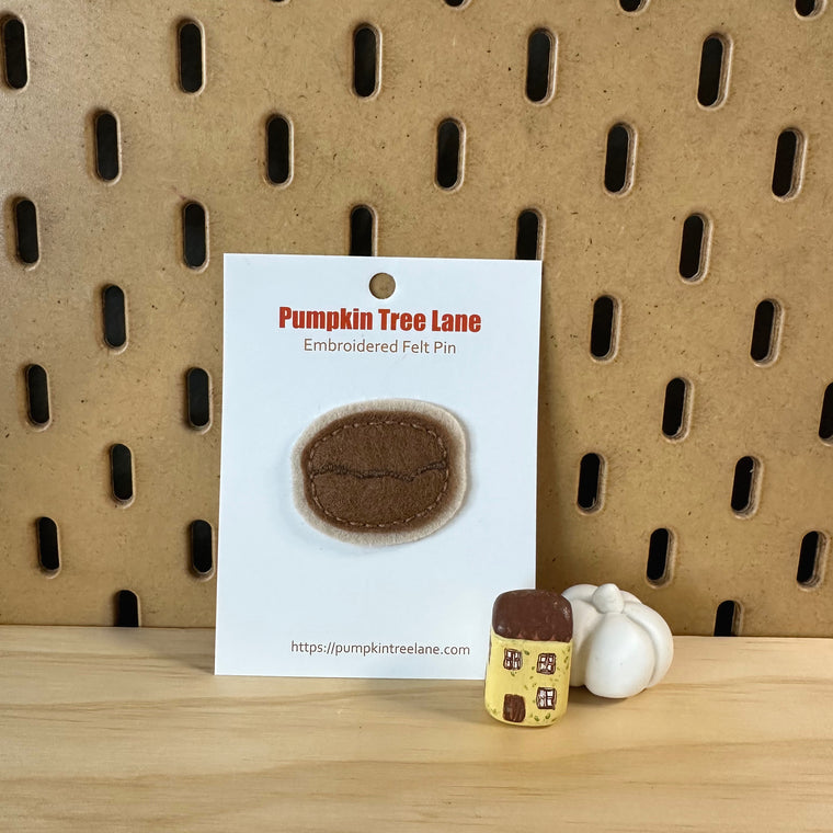 Coffee Bean Wool Felt Pin