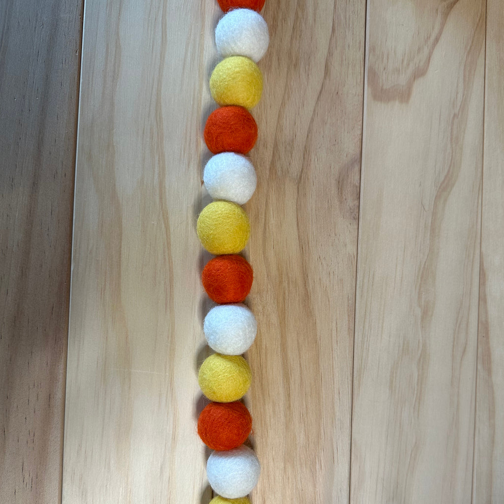Candy Corn Wool Ball Garland