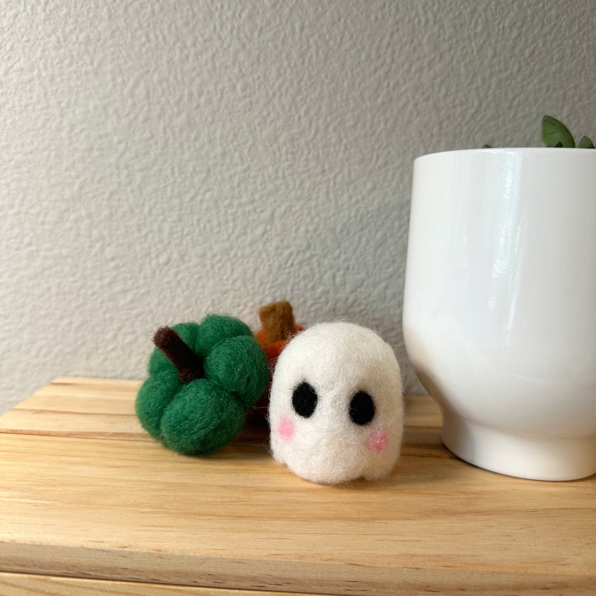 Bashful Ghost Needle Felted Figure