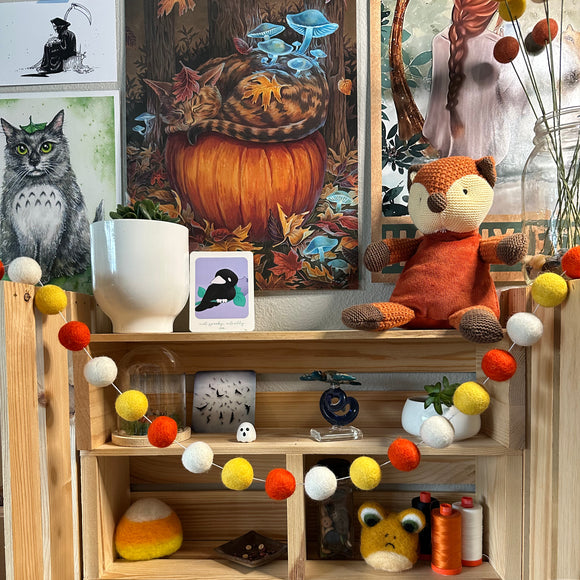 Candy Corn Wool Ball Garland