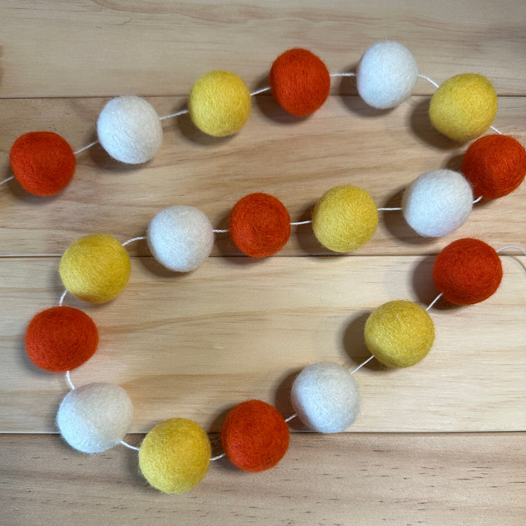 Candy Corn Wool Ball Garland