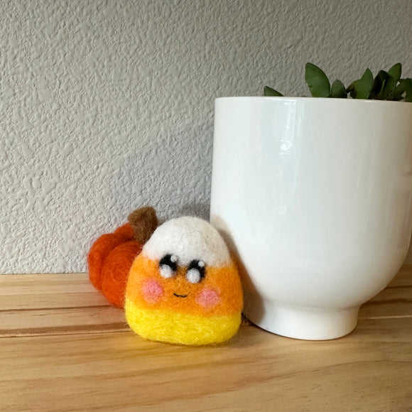 Candy Corn Needle Felted Figure