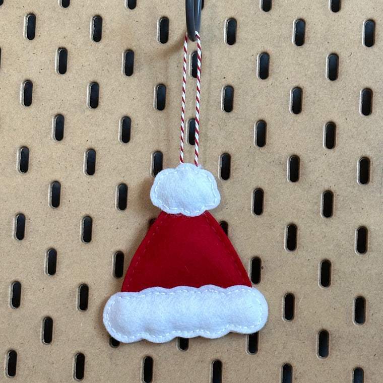 Santa Hat Wool Felt Ornament - Made to Order