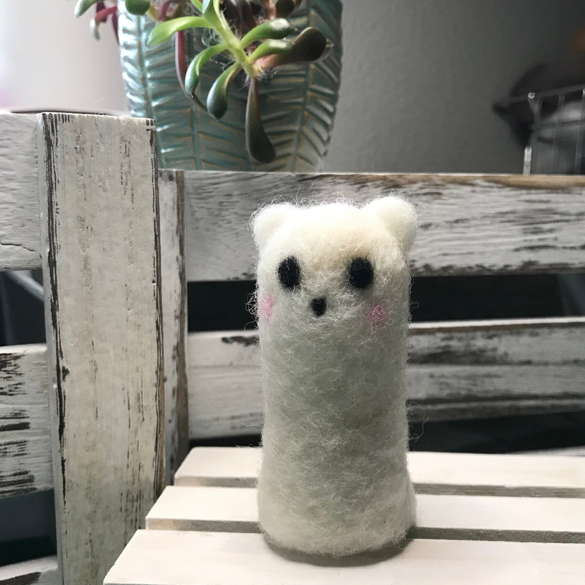 Pole Cat Ghost Needle Felted Figure