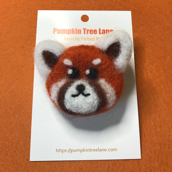 Red Panda Needle Felted Pin