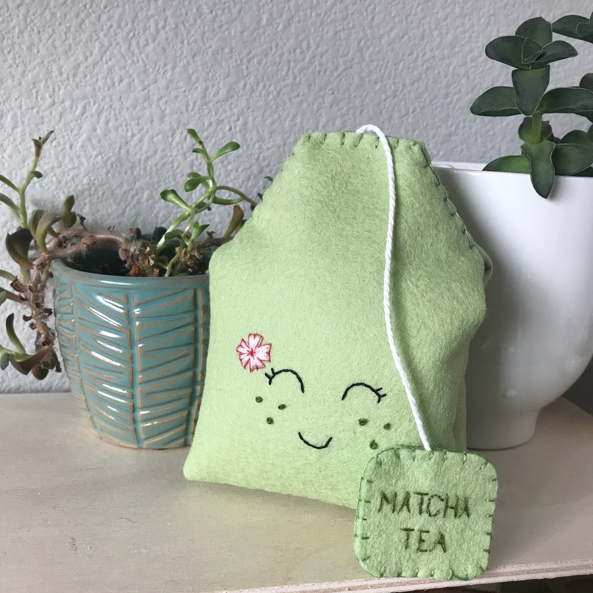 Matcha Tea Bag Wool Plush Made to Order