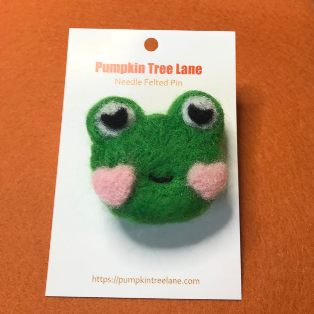 Frog Needle Felted Pin